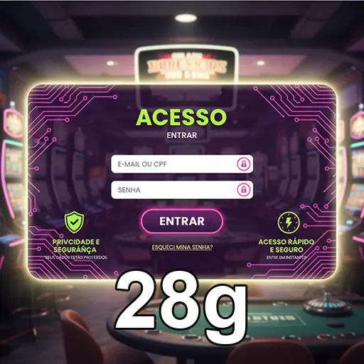 Login seguro da 28g no celular com tela de entrada